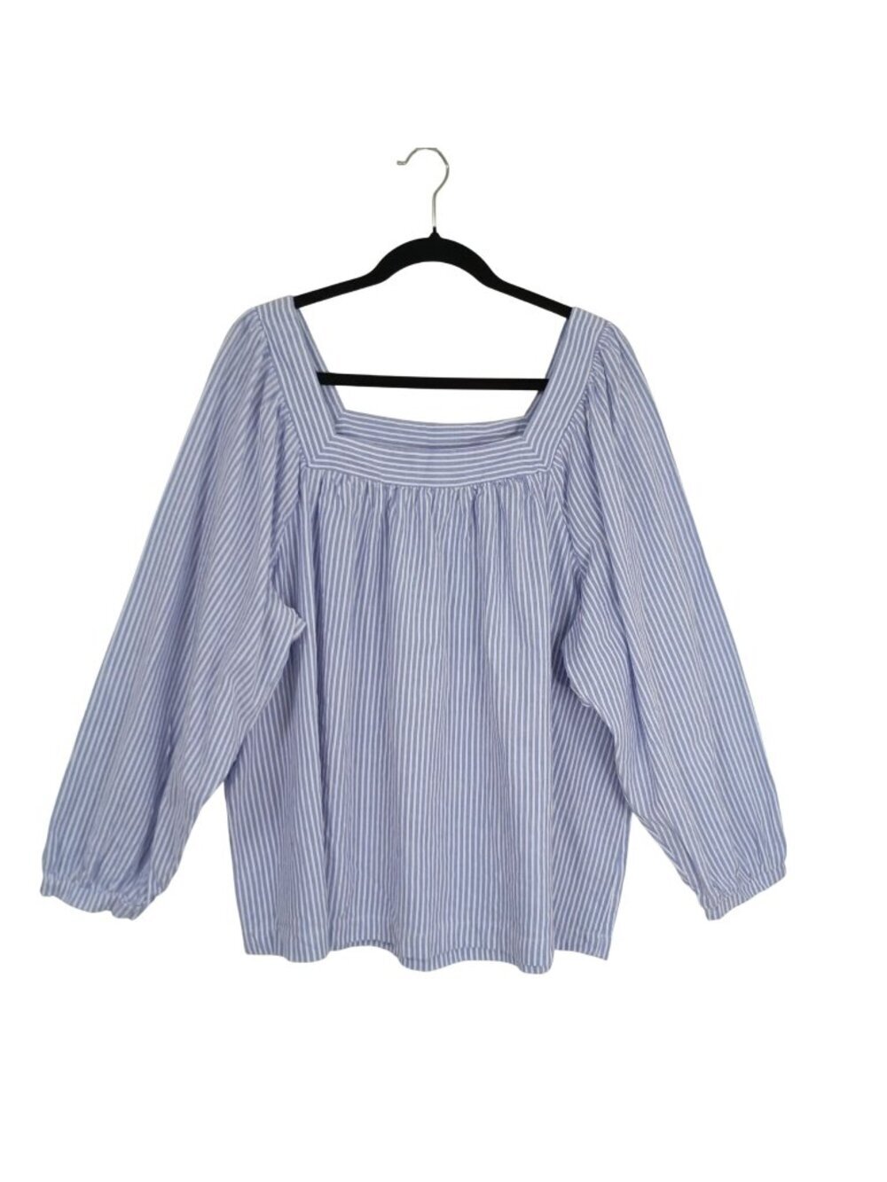 Striped Square Neck Blouse By Terra & Sky 2X Long Sleeve Cotton Womens Top